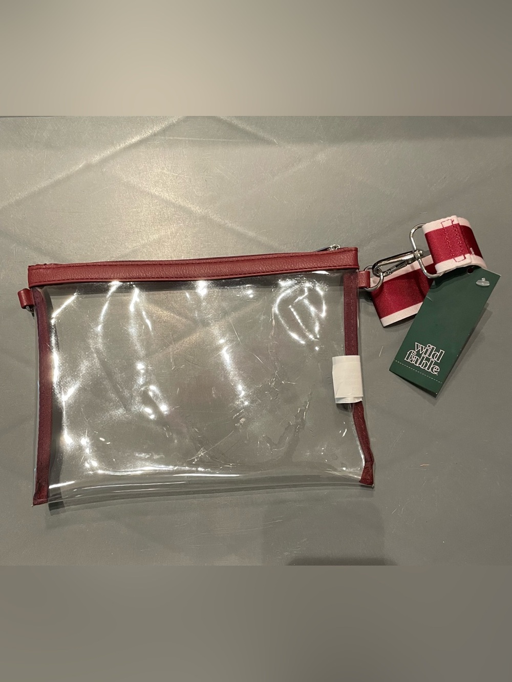 Wild Fable Game Day Clear Wristlet Clutch Maroon NWT
